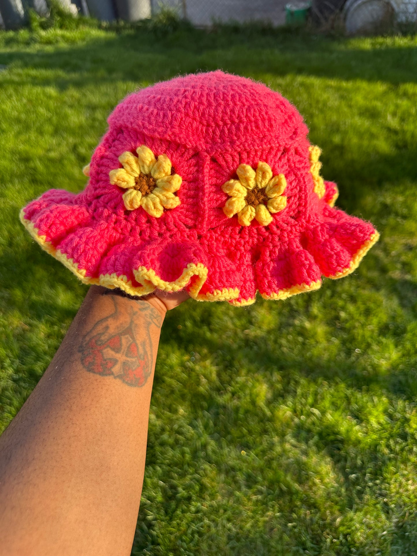 Custom Flower Crochet Bucket Hats